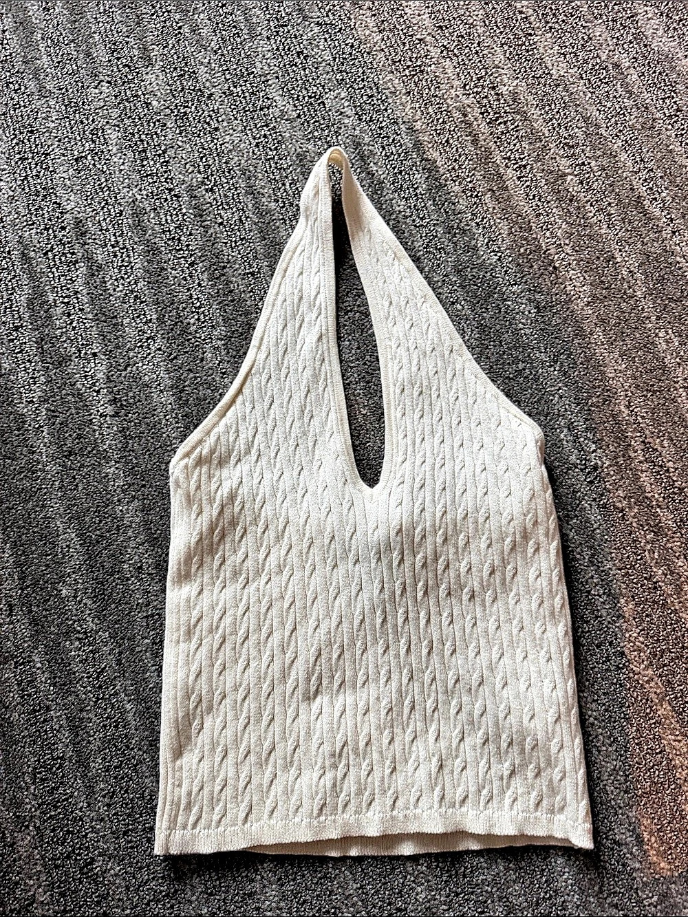 ARDEN B. Textured Halter Tank in Cream Like New